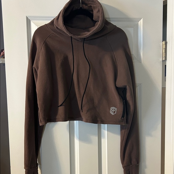 Born Primitive Tops - Born Primitive Brown Cropped Hoodie with Logo